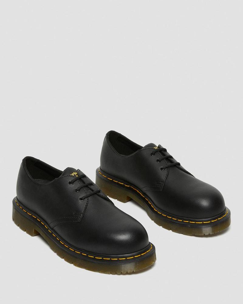 Men's Dr Martens 1461 Slip Resistant Steel Toe Oxfords Shoes Black | AU 602OKI